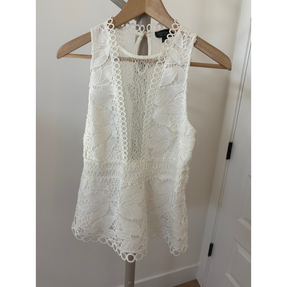 Topshop Mixed Lace Top Ivory Size‎ 8